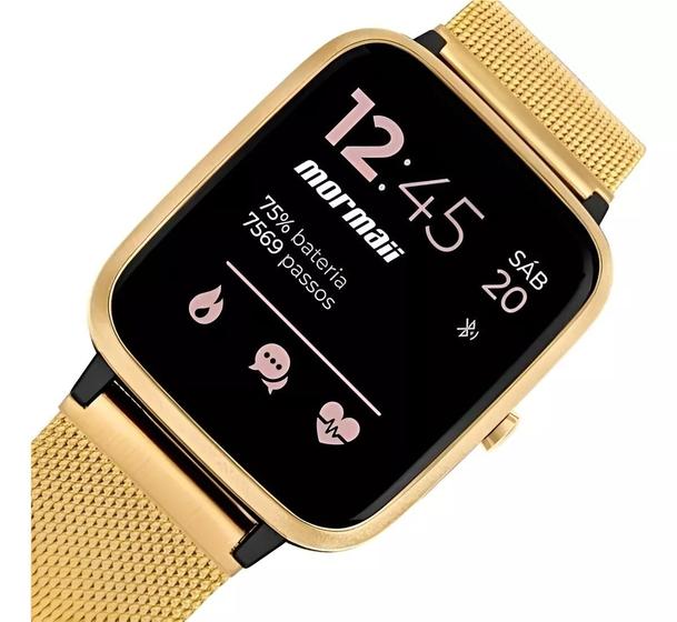 Imagem de Relógio Smartwatch Mormaii Feminino Dourado Nota Fiscal