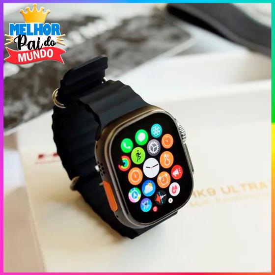 Imagem de Relogio Smartwatch Presente para o Pai Feminino Preto Ultra 9 Para Samsung Android e IOS