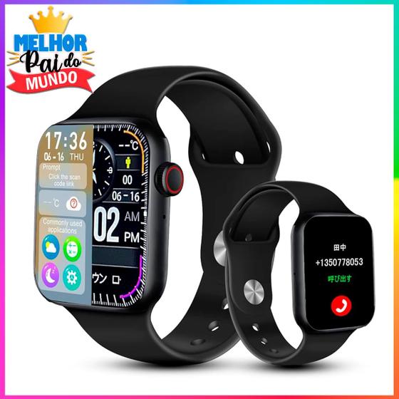 Imagem de Relógio Smartwatch Presente para o Pai Preto Serie 9 Preto Faz e Recebe Ligações Envio Imediato
