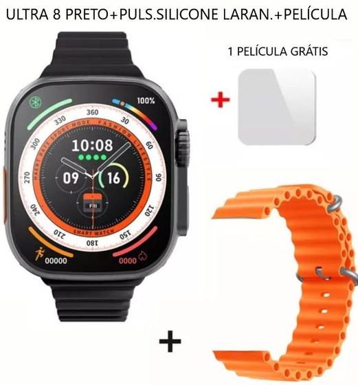 Imagem de Relógio Smartwatch Ultra 8 GS8 Série 8 Esportivo Nfc 1.91 Rede Social+Puls.Silic+Pelíc-Ultra8