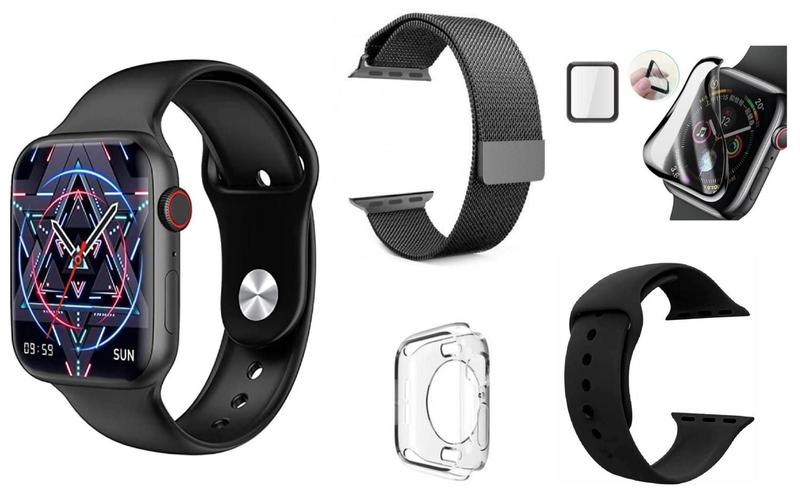 Imagem de Relógio Smartwatch W28 Pro Série 8 Kit Pulseira Case Pelicula Nfc Siri Bluetooth Android Ios