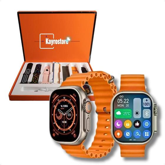 Imagem de Relógio Smartwatch W69 49mm com 7 Pulseiras Premium Monitoramento Fitness Notificações Controle Música