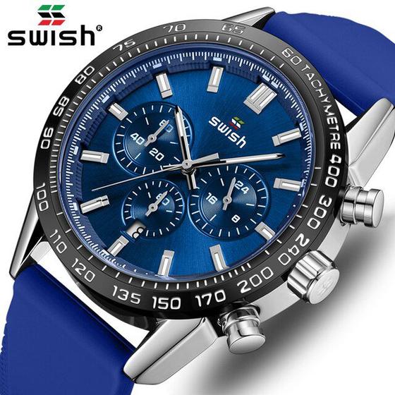 Imagem de Relógio Swish Masculino Data Automática Cronógrafo 24 Horas Aço Inoxidável 