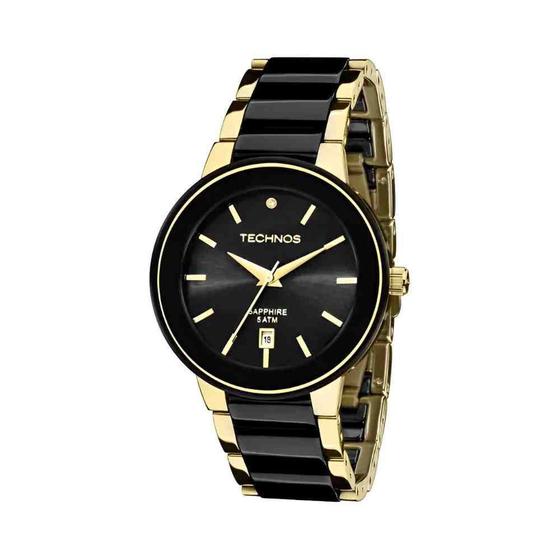 Imagem de Relógio Technos Ceramic Saphire Dourado Preto Feminino 2115K