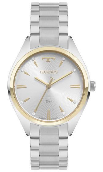 Imagem de Relogio Technos feminino bicolor prata dourado a prova dagua aço inox 2036MQR/1K