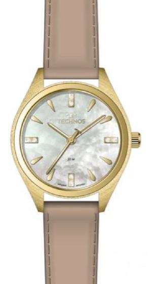 Imagem de Relogio Technos feminino dourado social classico pulseira de couro 2036MSB/0B