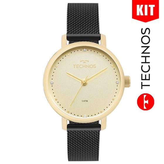 Imagem de Relógio TECHNOS KIT feminino dourado esteira 2035MML/K5X