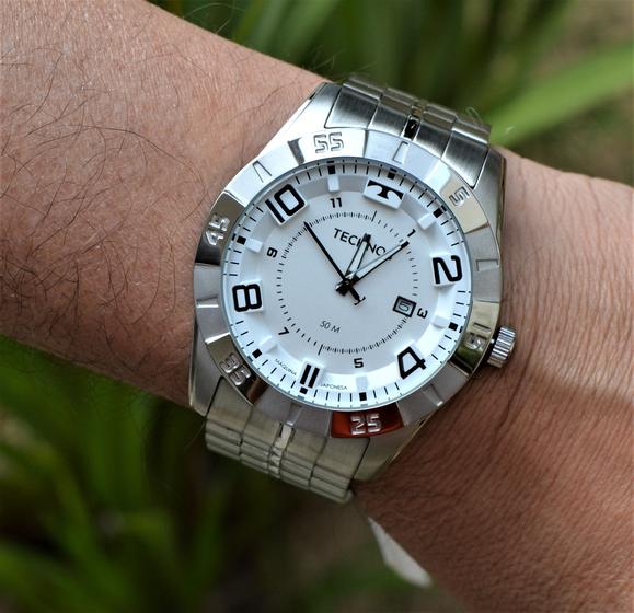 Relogio technos masculino aço prateado calendario 2115mxl/1k Menor preço em Relogio technos masculino aço prateado calendario 2115mxl/1k