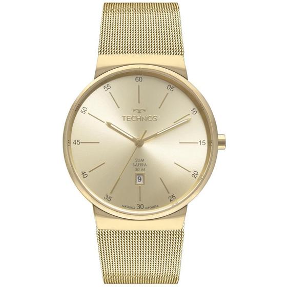 Imagem de Relógio Technos Masculino Ref: Gm12af/1d Slim Mesh Dourado