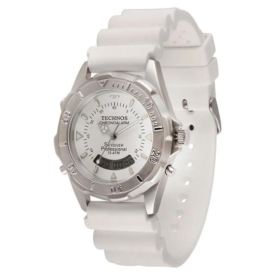 Relógio Technos Masculino Skydiver T20562/8b Branco Anadigi Menor preço em Relógio Technos Masculino Skydiver T20562/8b Branco Anadigi
