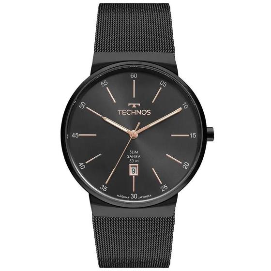 Imagem de Relógio Technos Preto Masculino Classic Slim GM12AG/1P