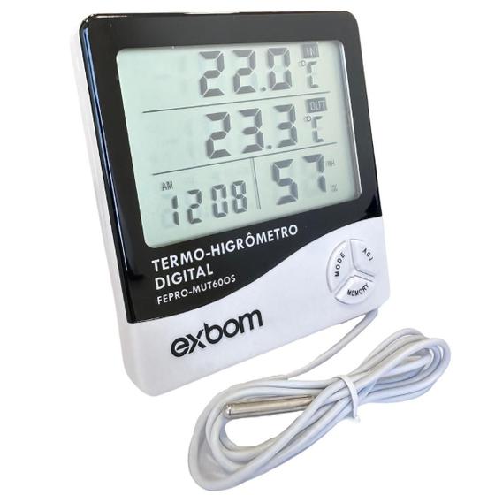 Imagem de Relógio Temperatura Umidade Termo-Higrômetro Digital