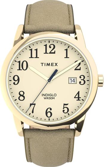 Imagem de Relógio Timex Easy Reader, estojo de 38 mm, pulseira de couro dourado