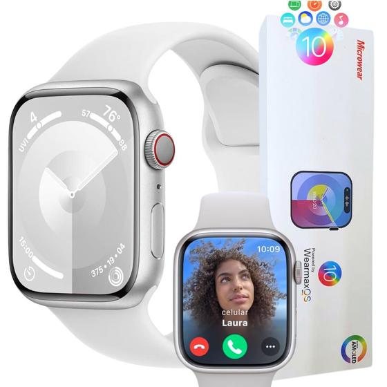 Imagem de Relógio Watch 9 Wearmax OS W99+ Plus super Amoled prova d'água Micro Os 10 NFC assistente inteligencia artificial chat GPT Smartwatch