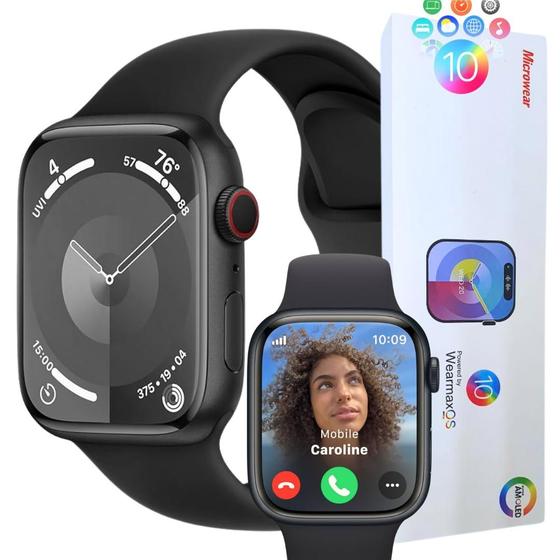 Imagem de Relógio Watch 9 Wearmax OS W99 Plus super Amoled prova dágua Micro Os 10 NFC assistente inteligencia artificial chat GPT Smartwatch