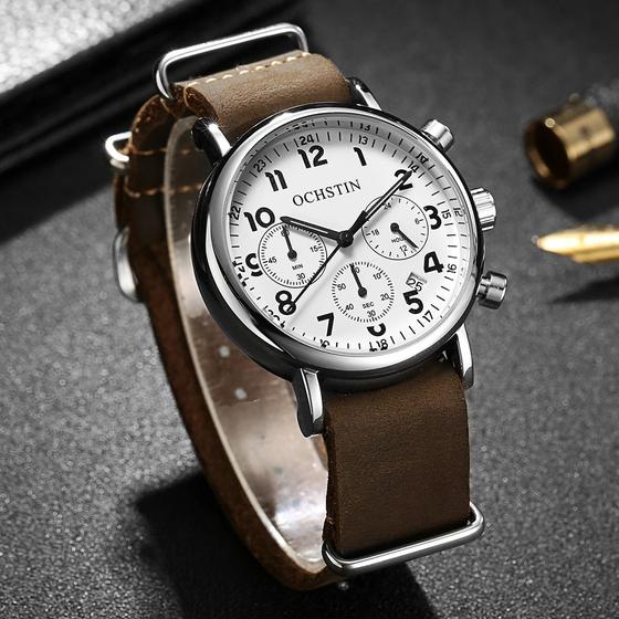 Imagem de Relógio Wokex Luxury Waterproof Retro Luminous Quartz 39mm para