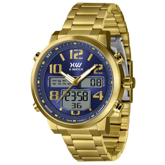 Imagem de Relógio X-Watch Masculino Xmgsa011 D2Kx Dourado Anadigi