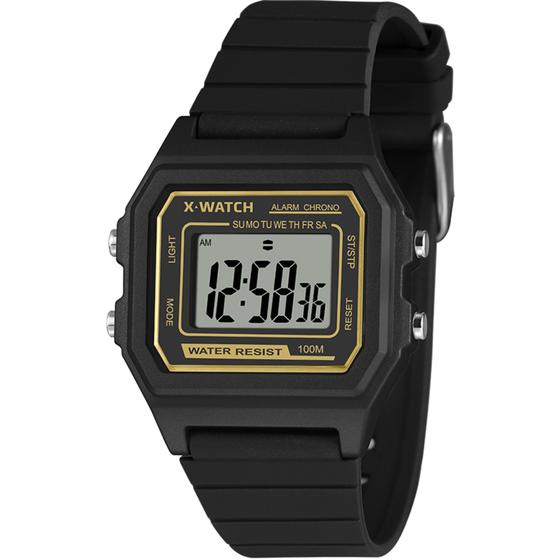 Imagem de Relógio X-watch Quadrado Digital Preto Silicone Xkppd123 BXPX