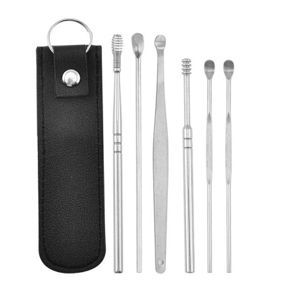 Removedor Cera De Ouvido Kit Estojo 6 Pçs Aço Inox Limpeza Menor preço em Removedor Cera De Ouvido Kit Estojo 6 Pçs Aço Inox Limpeza