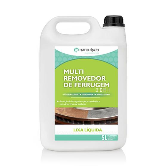 Imagem de Removedor de Ferrugem Peças Metálicas Limpeza Remoção Fácil Desengraxante 5 Litros - Nano4you