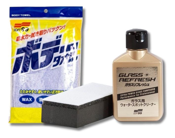 Imagem de Removedor de Manchas Soft 99 Para Vidros Glass Refresh + Toalha 100% Algodão