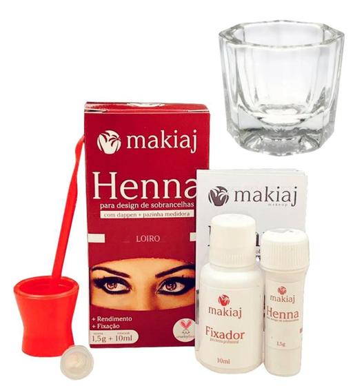 Imagem de Rena para sobrancelhas kit henna makiaj profissional alto rendimento fixação efeito natural dappen