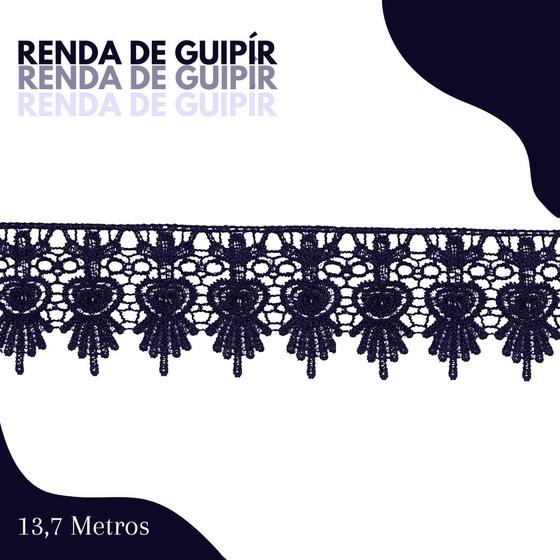 Imagem de Renda De Guipír Chl-436 - Peça Com 13,7 Metros- Azul Marinho - Nº: 318 - Nybc