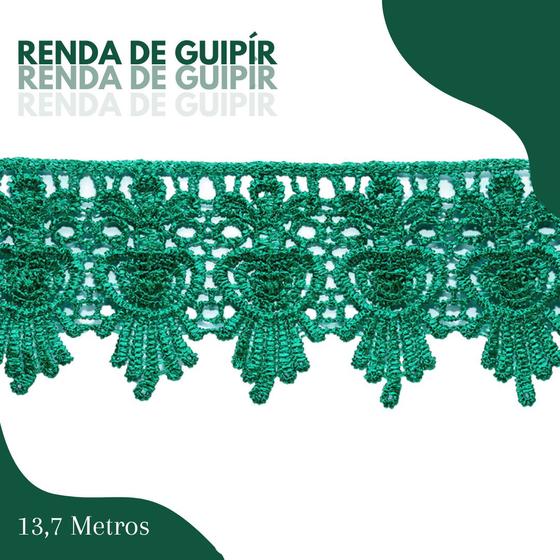 Imagem de Renda De Guipír Chl-436 - Peça Com 13,7 Metros- Verde Bandeira - Nº: 540 - Nybc