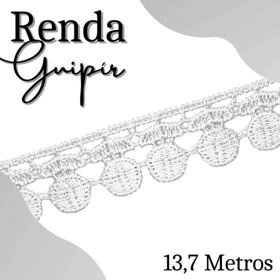 Imagem de Renda Guipír  - Rolo Com 13,7 Metros - Chl005 - Branco - Nº: 101 - Nybc