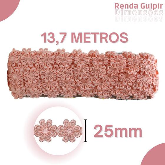 Imagem de Renda Guipír Salmão - 25Mm Rolo Com 13,7 Metros - Chl207 - Nybc