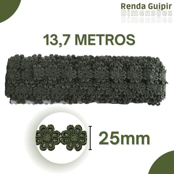 Imagem de Renda Guipír Verde Musgo - 25Mm Rolo Com 13,7 Metros - Chl207 - Nybc