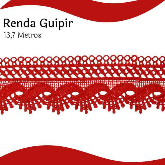 Imagem de Renda Guipír Vermelha - Rolo Com 13,7 Metros - Chl589 - Nybc