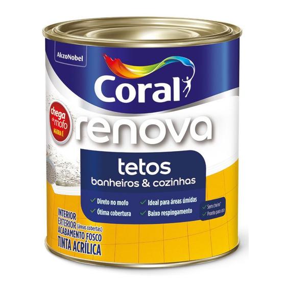 Renova Tinta Acrilica para Tetos, Banheiros e Cozinha 900ml - Coral Menor preço em Renova Tinta Acrilica para Tetos, Banheiros e Cozinha 900ml - Coral