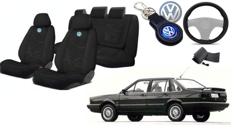 Imagem de Renove Seu Interior: Capas de Banco Santana 94-06 + Volante Customizado + Chaveiro Volkswagen