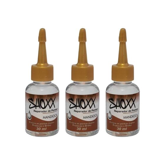 Imagem de Reparador De Pontas Shoxx Mandioca 30Ml - Kit Com 3Un