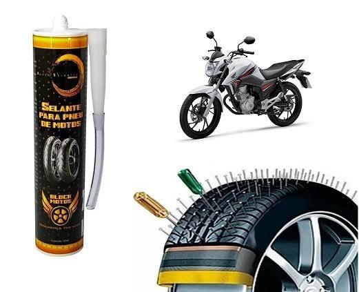 Imagem de Reparo Selante Conserto Instantâneo Furo Pneu Câmara Moto Bike Bicicleta 300ml Block Cg Titan Fan 125 150 160 Strat Mix Flex Lander Fazer Xre