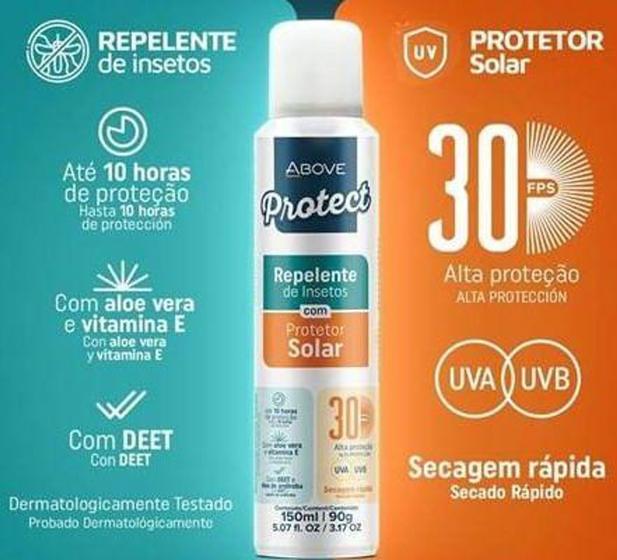 Imagem de Repelente Aerossol Com Proteção Solar FPS30 150ml-Above 2 em 1 *vitamina E  *10h*secagem rápida