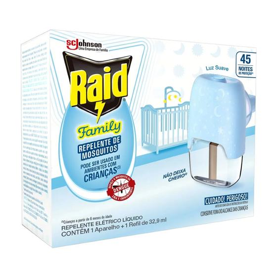Imagem de Repelente Eletrico Liquido Raid Family 45 Noites + Refil 32,9ml
