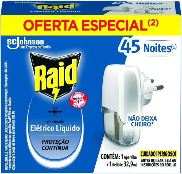 Repelente Elétrico Líquido Raid Tomada Aparelho Refil 32,9ml Imagem de Repelente Elétrico Líquido Raid Tomada Aparelho Refil 32,9ml