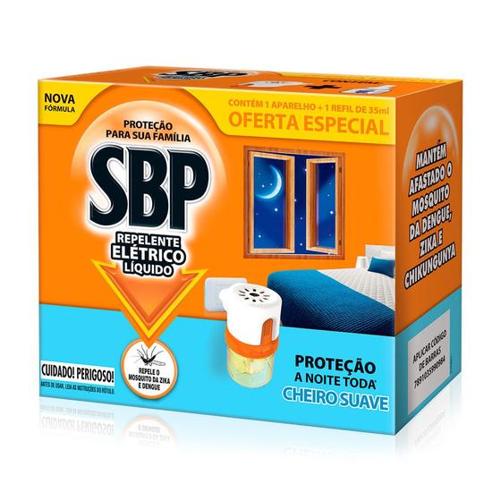 Repelente Elétrico Líquido SBP 45 Noites Cheiro Suave com 1 Aparelho + 1 Refil de 35ml Oferta Especial Menor preço em Repelente Elétrico Líquido SBP 45 Noites Cheiro Suave com 1 Aparelho + 1 Refil de 35ml Oferta Especial