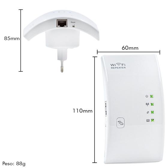 Imagem de Repetidor Sinal Wifi Amplificador Expansor 300mbps Botão wps Rede Wireless Internet Branco Ori