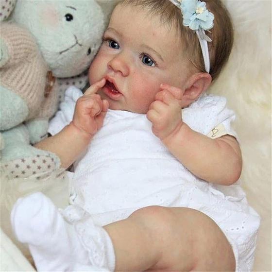 Imagem de Replica de 49 cm da boneca Reborn Baby Doll KSBD Saskia com conjunto de presente de mais de 3 anos