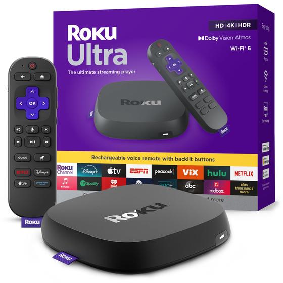 Reprodutor de streaming Roku Ultra 2025 4K com HDR10+, Dolby Vision