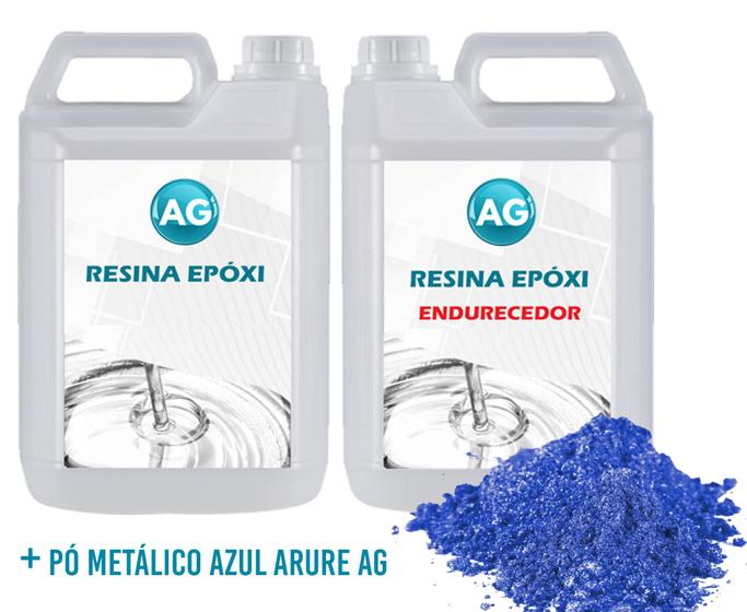 Imagem de Resina Epóxi 1KG + Pó Metálico Azul Azure AG