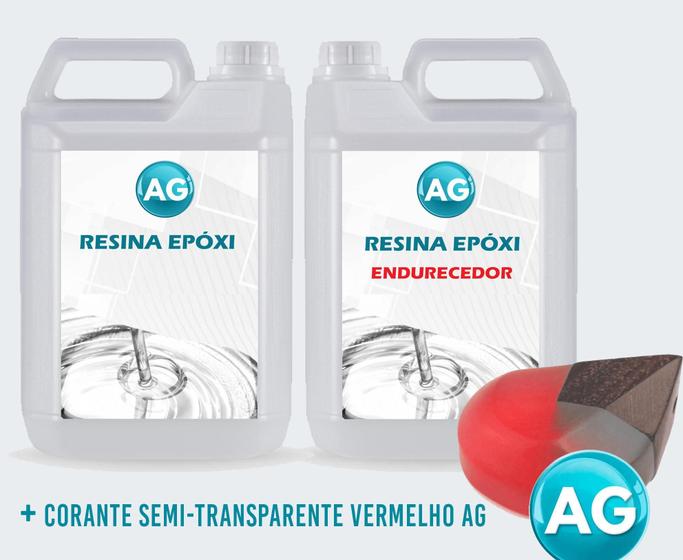 Imagem de Resinas Epóxi 1Kg + Corante Semi-Transparente Vermelho Ag Me