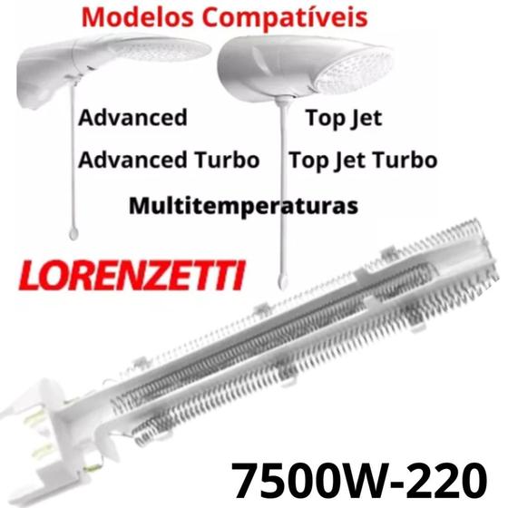 Resistencia Chuveiro Advanced/top Jet Tipo Lorenzetti 7500w-220v Menor preço em Resistencia Chuveiro Advanced/top Jet Tipo Lorenzetti 7500w-220v