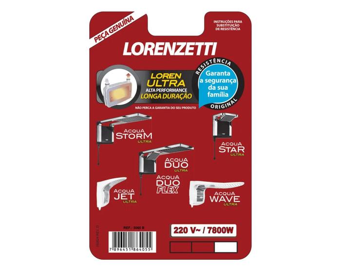 Imagem de Resistência Lorenzetti Acqua Ultra 220v 7800w 3065-b