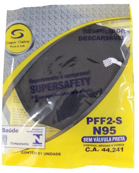 Imagem de Respirador n95 pff2 elastico ajustavel super safety preta( kit 2 pecas )