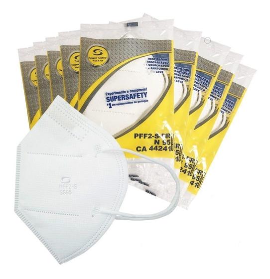 Imagem de Respirador Pff2 Máscara Branca Kit 10 Unidades Super Safety