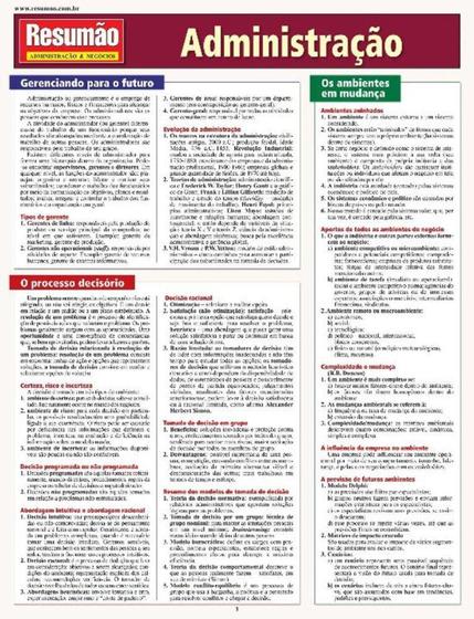 Resumao Administracao e Negocios - Administracao - Menor preço em Resumao Administracao e Negocios - Administracao -